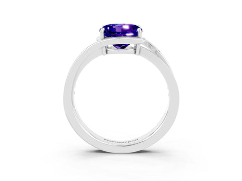 White gold Round Cut Tanzanite Solitaire Ring with Split Shank and Prong Setting_3