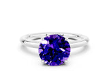 White gold Round Cut Tanzanite Solitaire Ring with Thin Band and Four-Prong Setting_12