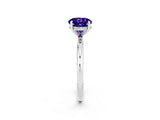 White gold Round Cut Tanzanite Solitaire Ring with Thin Band and Four-Prong Setting_14