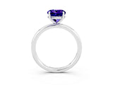 White gold Round Cut Tanzanite Solitaire Ring with Thin Band and Four-Prong Setting_15