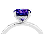White gold Round Cut Tanzanite Solitaire Ring with Thin Band and Four-Prong Setting_16