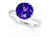 White gold Round Cut Tanzanite Solitaire Ring with Thin Band and Prong Setting_13