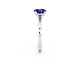 White gold Round Cut Tanzanite Solitaire Ring with Thin Band and Prong Setting_14