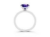 White gold Round Cut Tanzanite Solitaire Ring with Thin Band and Prong Setting_15