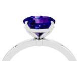 White gold Round Cut Tanzanite Solitaire Ring with Thin Band and Prong Setting_16