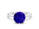 White gold Round Cut Tanzanite Solitaire Ring with Thin Band and Prong Setting_36