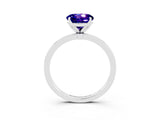 White gold Round Cut Tanzanite Solitaire Ring with Thin Band and Prong Setting_39