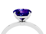White gold Round Cut Tanzanite Solitaire Ring with Thin Band and Prong Setting_40