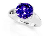 White gold Round Cut Tanzanite Solitaire Ring with Wide Band and Prong Setting_1