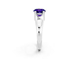 White gold Round Cut Tanzanite Solitaire Ring with Wide Band and Prong Setting_2