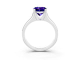 White gold Round Cut Tanzanite Solitaire Ring with Wide Band and Prong Setting_3
