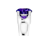 White gold Round Cut Tanzanite Solitaire Ring with Wide Band and Prong Setting_5