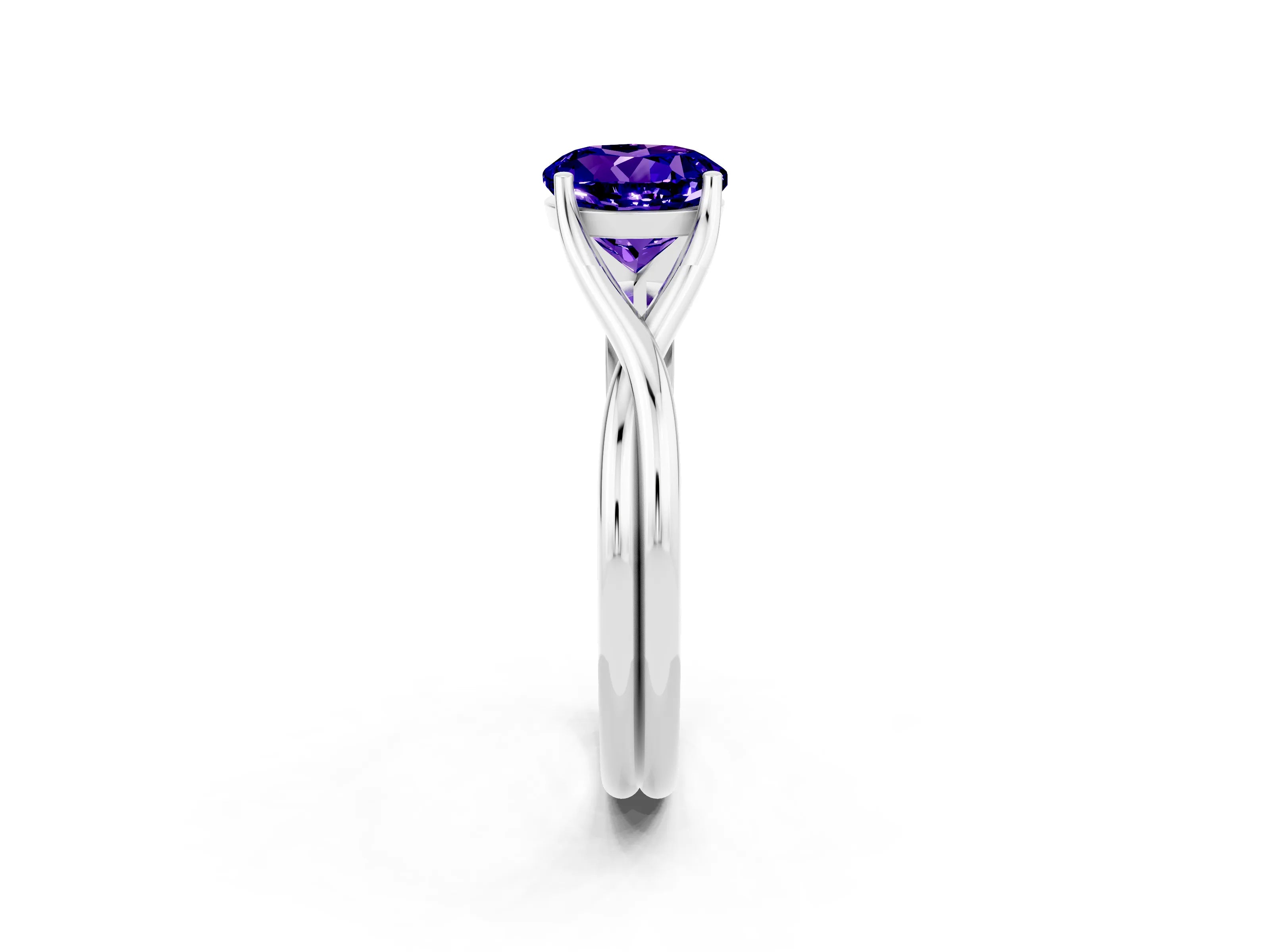White gold Round Cut Tanzanite Solitaire Twist Band Prong Setting Ring_26