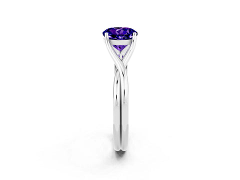 White gold Round Cut Tanzanite Solitaire Twist Band Prong Setting Ring_26