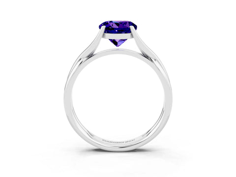 White gold Round Cut Tanzanite Solitaire Twist Band Prong Setting Ring_27