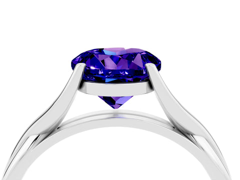 White gold Round Cut Tanzanite Solitaire Twist Band Prong Setting Ring_28