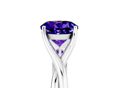 White gold Round Cut Tanzanite Solitaire Twist Band Prong Setting Ring_29
