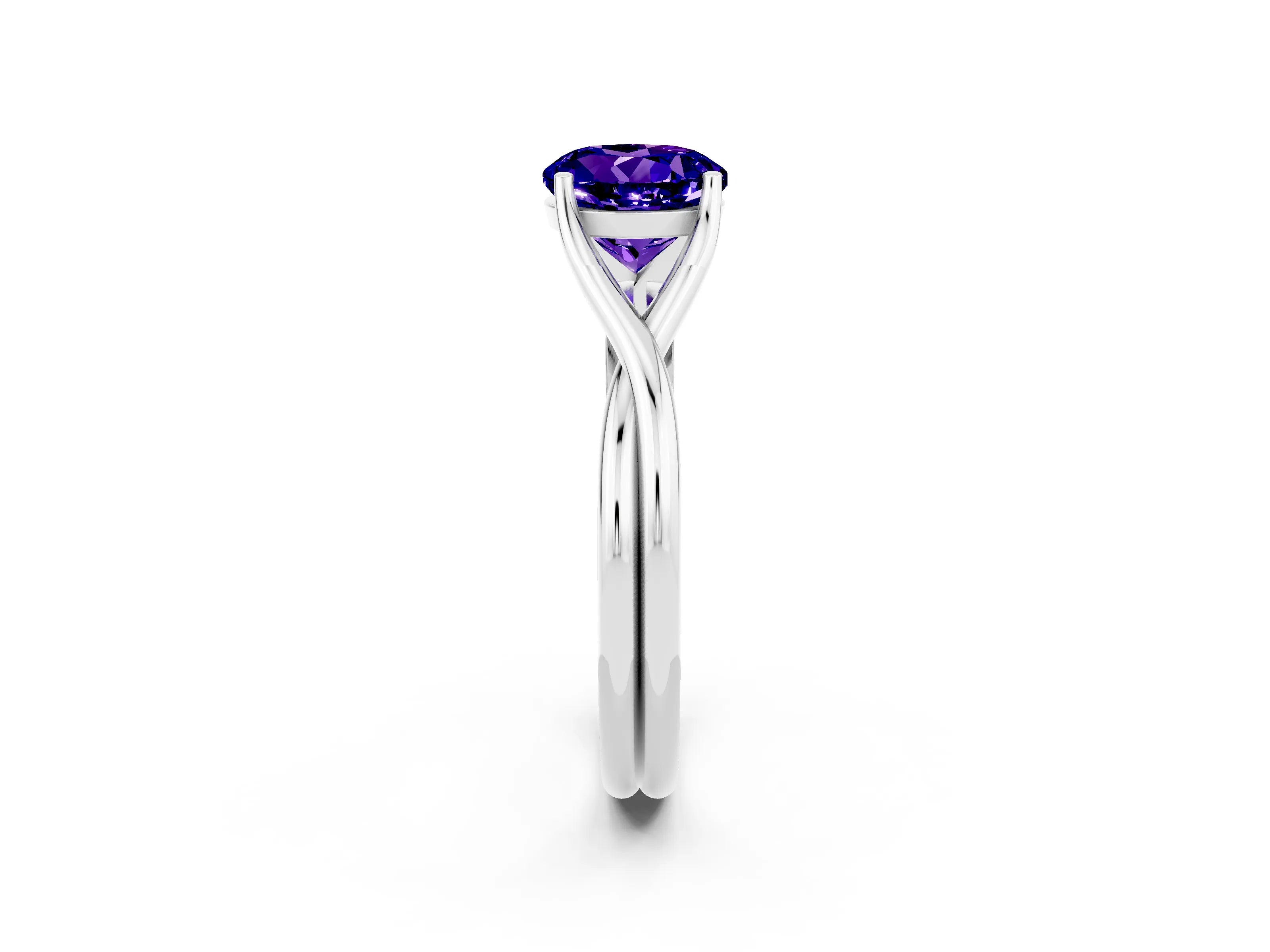 White gold Round Cut Tanzanite Solitaire Twist Band Prong Setting Ring_38