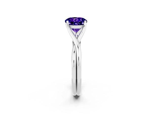 Platinum Round Cut Tanzanite Solitaire Twist Band Prong Setting Ring