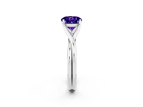 White gold Round Cut Tanzanite Solitaire Twist Band Prong Setting Ring_38