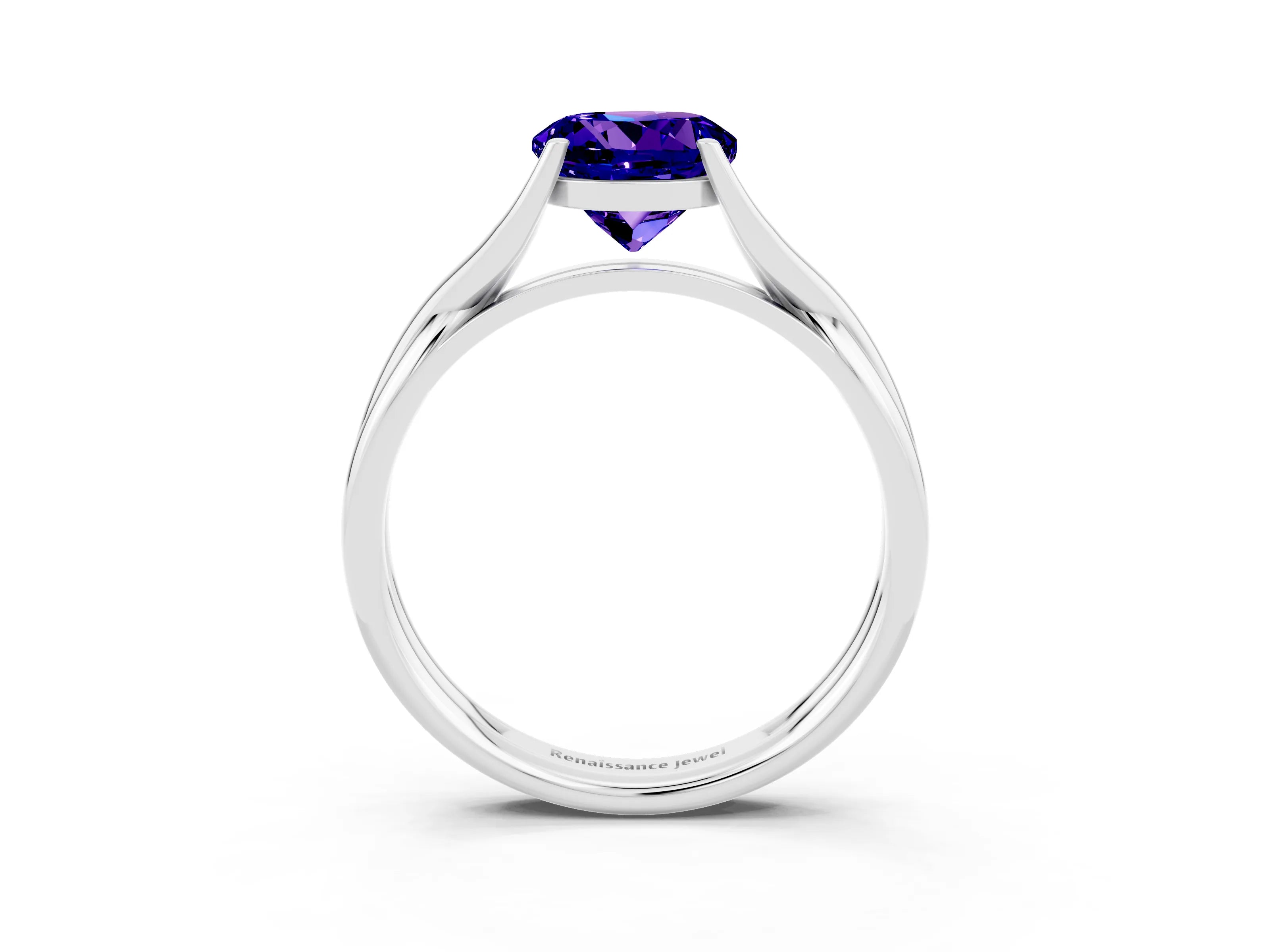 White gold Round Cut Tanzanite Solitaire Twist Band Prong Setting Ring_39