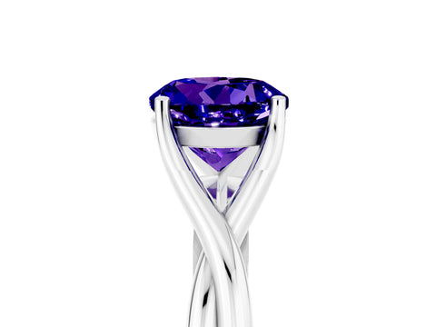White gold Round Cut Tanzanite Solitaire Twist Band Prong Setting Ring_41