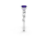 White gold Round Cut Tanzanite Solitaire Twisted Band with Round  Accents and Prong Setting_14