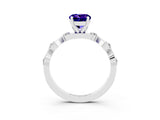 White gold Round Cut Tanzanite Solitaire Twisted Band with Round  Accents and Prong Setting_15