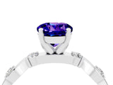 White gold Round Cut Tanzanite Solitaire Twisted Band with Round  Accents and Prong Setting_16