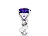 White gold Round Cut Tanzanite Solitaire Twisted Band with Round  Accents and Prong Setting_17