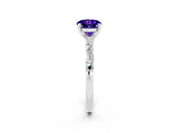 White gold Round Cut Tanzanite Solitaire with Side Baguettes and Channel Set Band_2