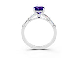 White gold Round Cut Tanzanite Solitaire with Side Baguettes and Channel Set Band_3