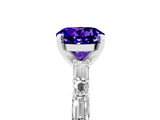 White gold Round Cut Tanzanite Solitaire with Side Baguettes and Channel Set Band_5