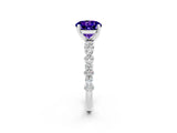 White gold Round Cut Tanzanite Solitaire with Side Stones, Pave Band, Four-Prong Setting_26