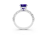 White gold Round Cut Tanzanite Solitaire with Side Stones, Pave Band, Four-Prong Setting_27
