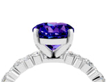 White gold Round Cut Tanzanite Solitaire with Side Stones, Pave Band, Four-Prong Setting_28