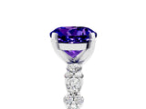 White gold Round Cut Tanzanite Solitaire with Side Stones, Pave Band, Four-Prong Setting_29
