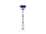 White gold Round Cut Tanzanite Solitaire with Side Stones on a Pavé Band and Four-Prong Setting_2