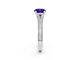 White gold Round Cut Tanzanite Split Shank Engagement Ring with Pavé Band_2