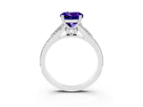 White gold Round Cut Tanzanite Split Shank Engagement Ring with Pavé Band_3