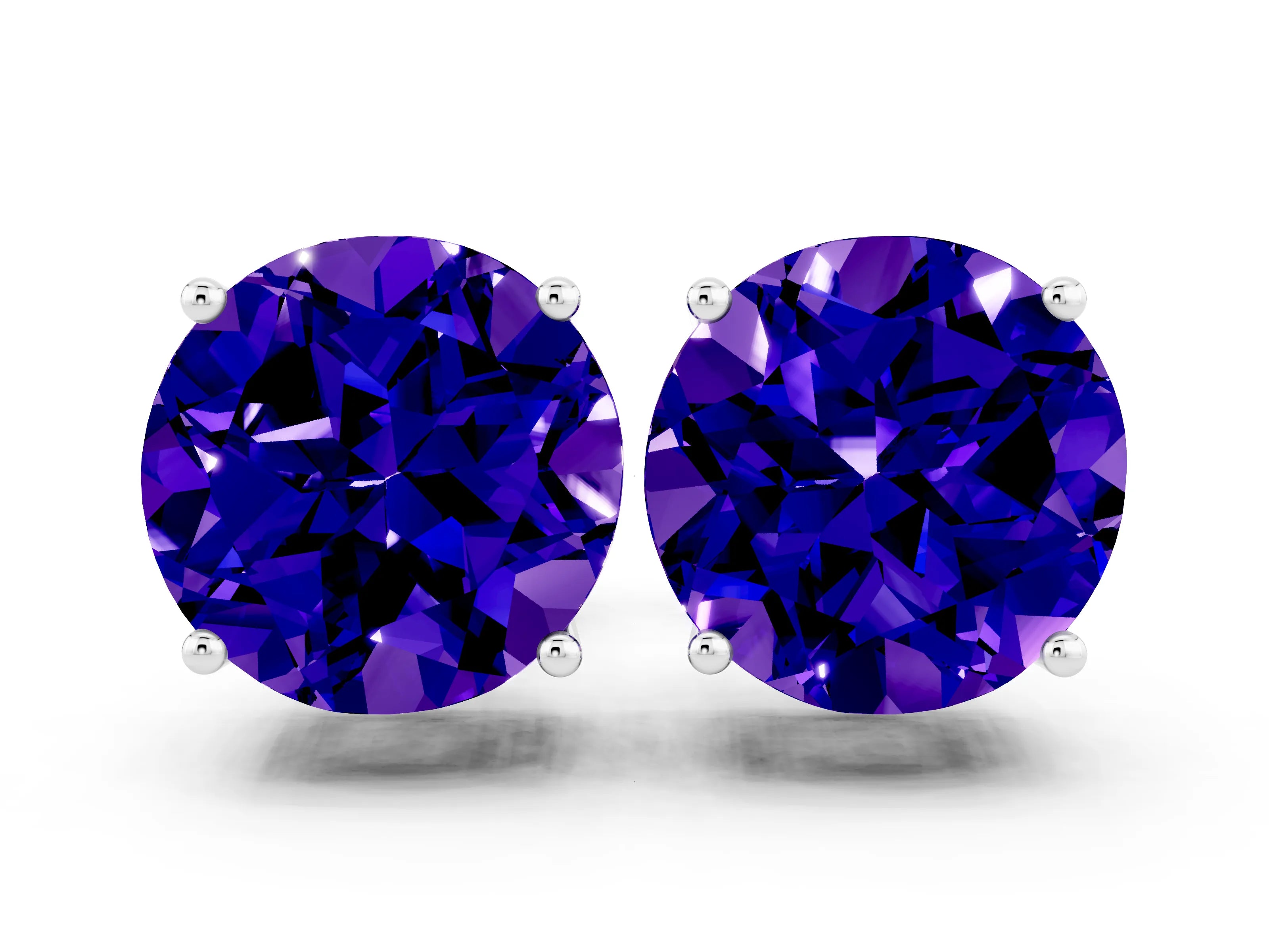 White gold Round Cut Tanzanite Stud Earrings_18