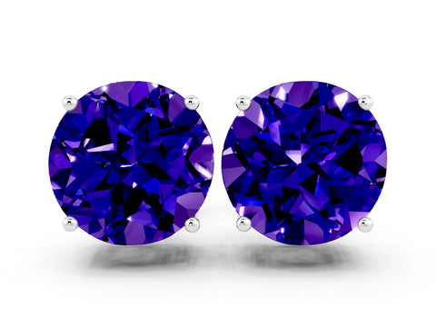 White gold Round Cut Tanzanite Stud Earrings_18