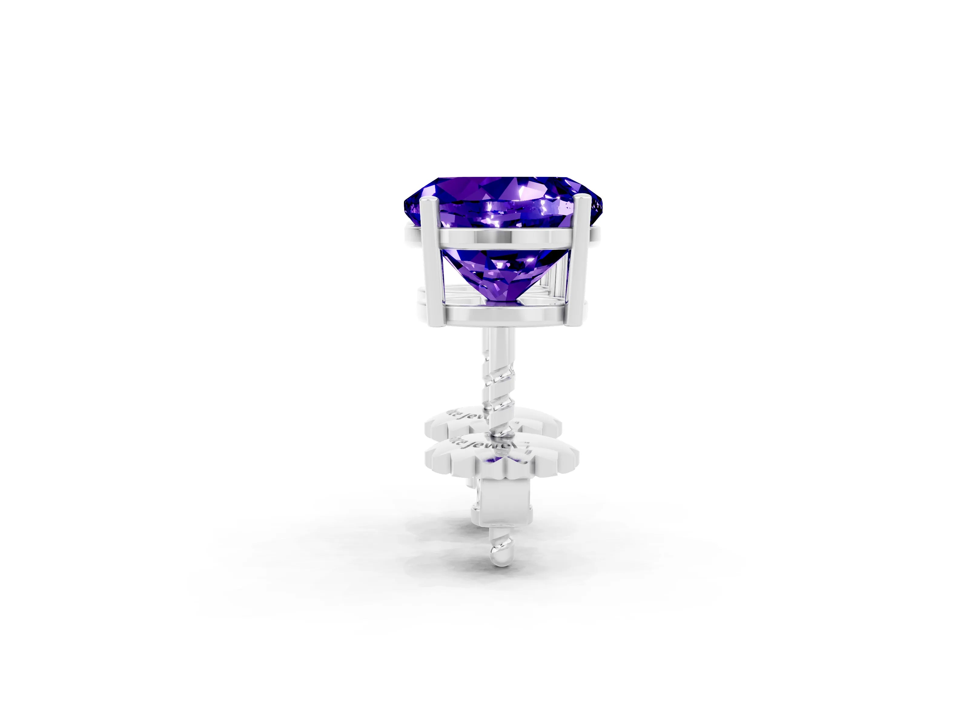 White gold Round Cut Tanzanite Stud Earrings_20