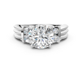 White gold Round Cut Three-Stone Channel Set Ring with Bar Prongs_115