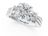 White gold Round Cut Three-Stone Channel Set Ring with Bar Prongs_116