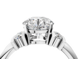 White gold Round Cut Three-Stone Channel Set Ring with Bar Prongs_125