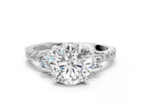 White gold Round Cut Three-Stone Diamond Pavé Band with Prong Setting_162