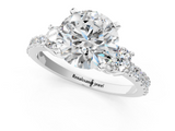 White gold Round Cut Three-Stone Diamond Pavé Band with Prong Setting_164