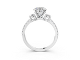 White gold Round Cut Three-Stone Diamond Pavé Band with Prong Setting_165