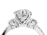 White gold Round Cut Three-Stone Diamond Pavé Band with Prong Setting_166
